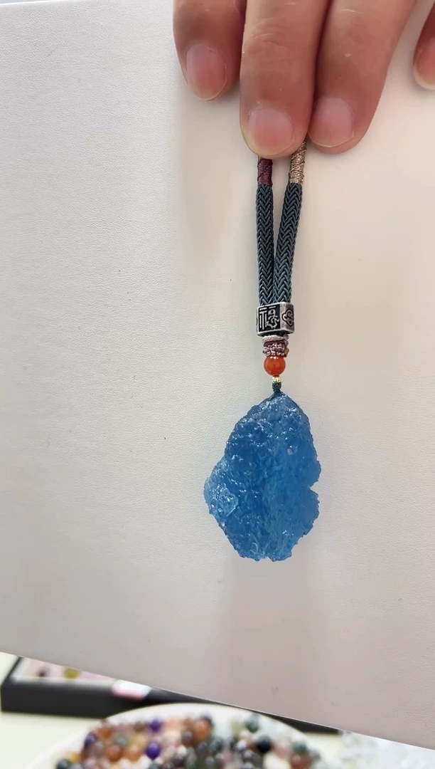 水晶摆件未镶嵌天然魔鬼蓝挂件A9999