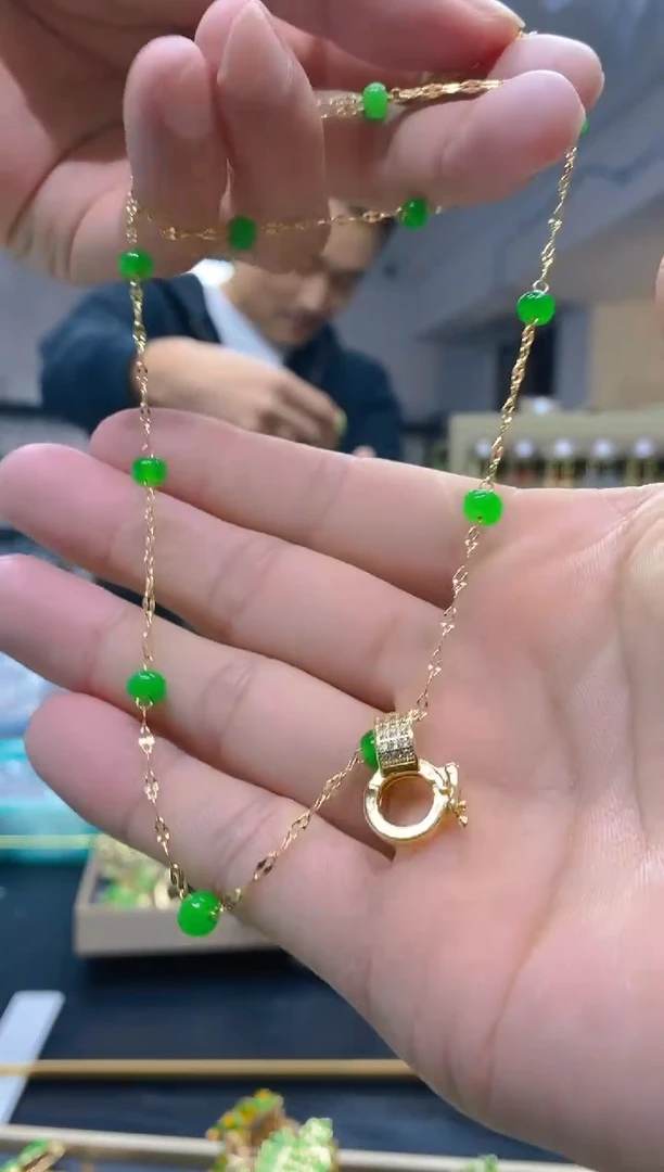 【闪购商品】翡翠耳饰合金150翡翠锁骨链