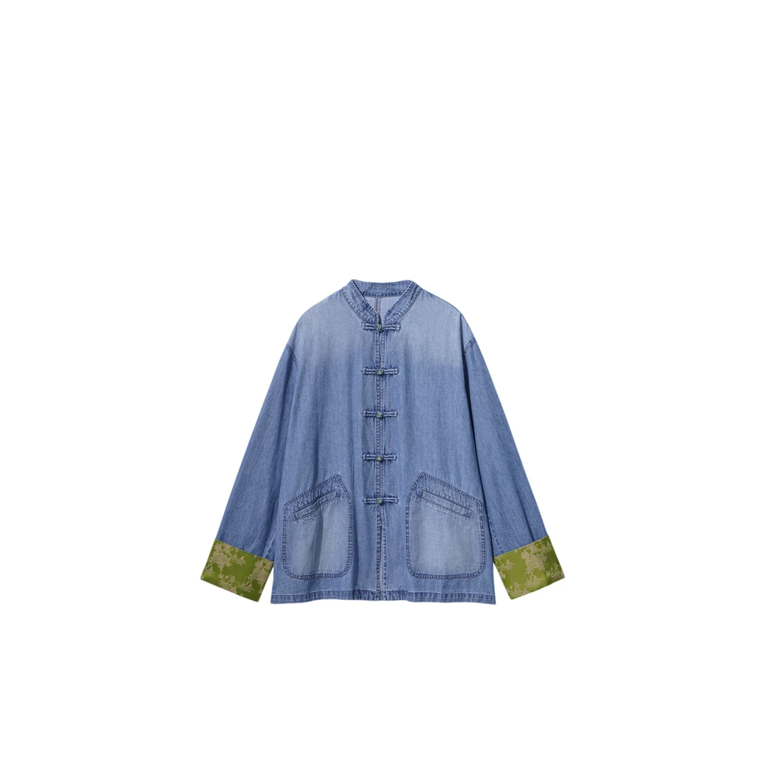 【龙哥专属】W7F10371H 慵懒感国风立体盘扣宽松牛仔外套