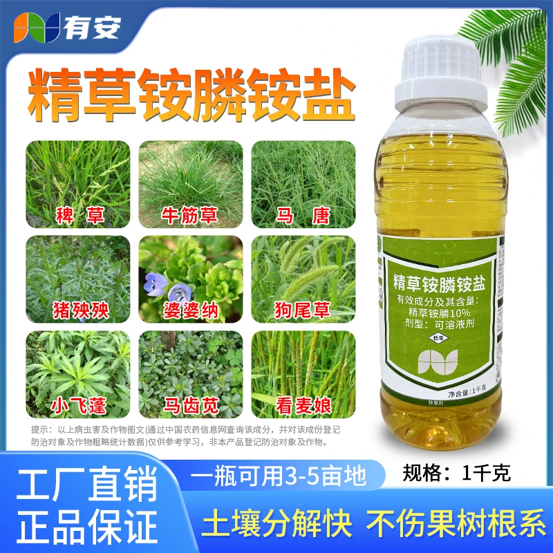 有安精草铵膦铵盐正品除草烂根剂农用强效果园除草烂根枯死最强药