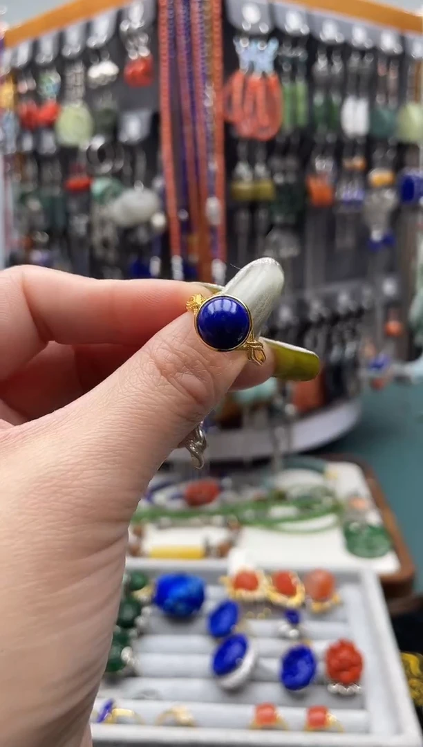 【闪购商品】青金石戒指银S925镶嵌饰品