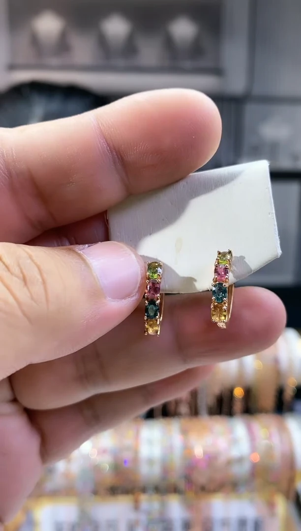 银S925镶嵌耳扣碧玺32354354354354