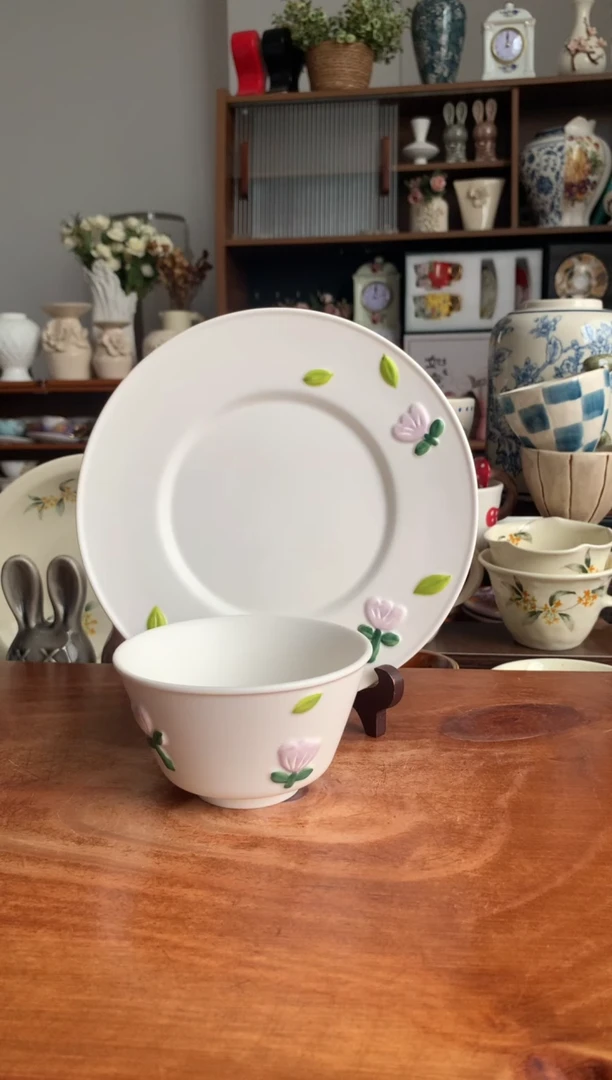 陶瓷【清仓微瑕】紫色郁金香两件套