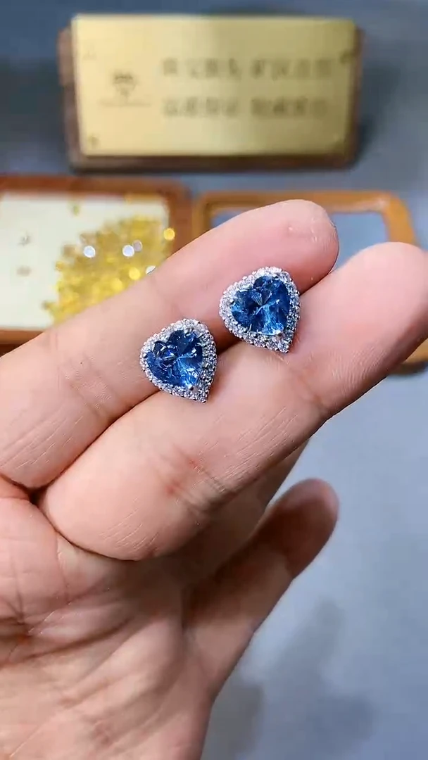 【闪购商品】海蓝宝石耳饰银S925镶嵌354