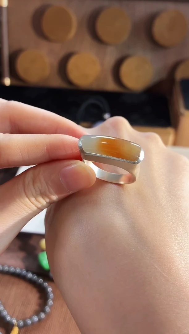 银S925镶嵌戒指翡翠手饰