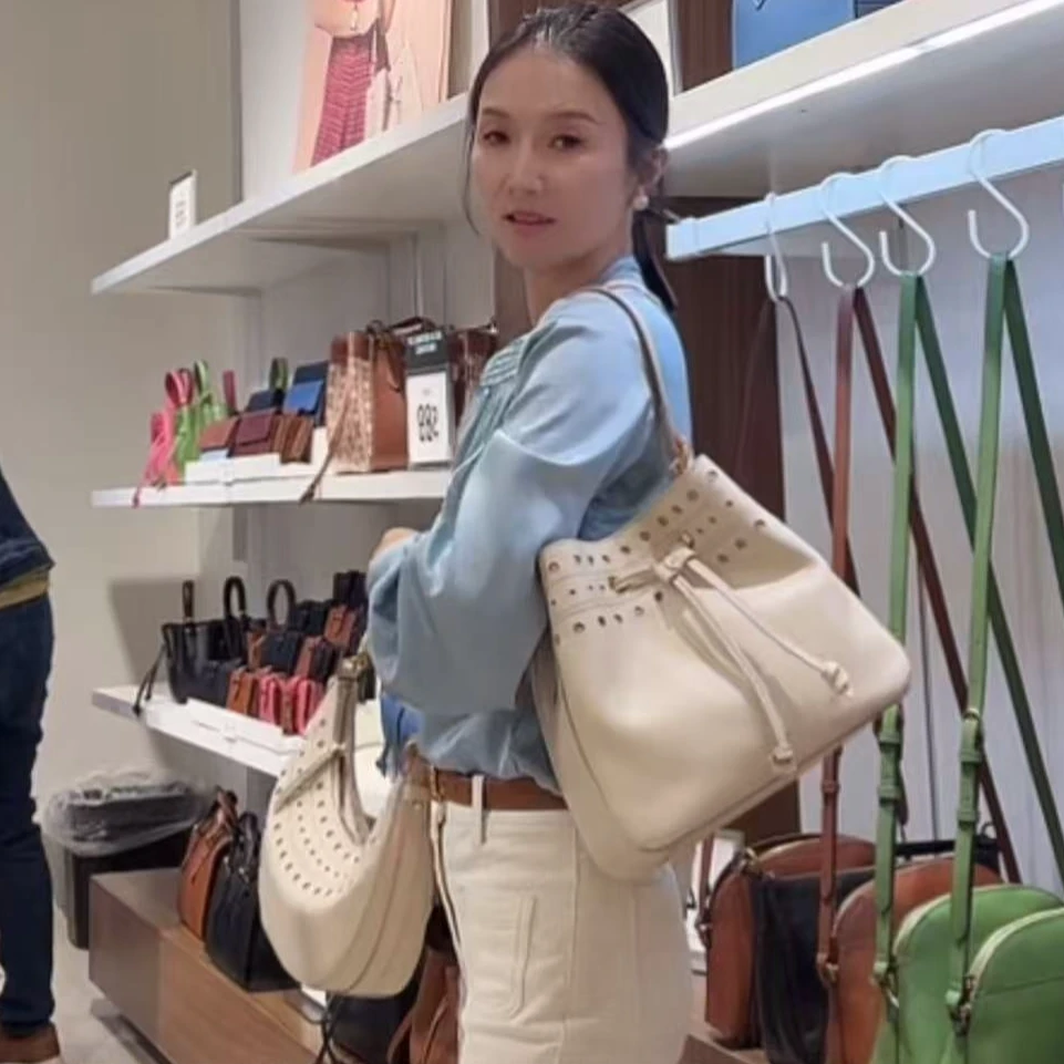 未使用 Fossil/化石 Fossil/化石 大号纯色软皮水桶包