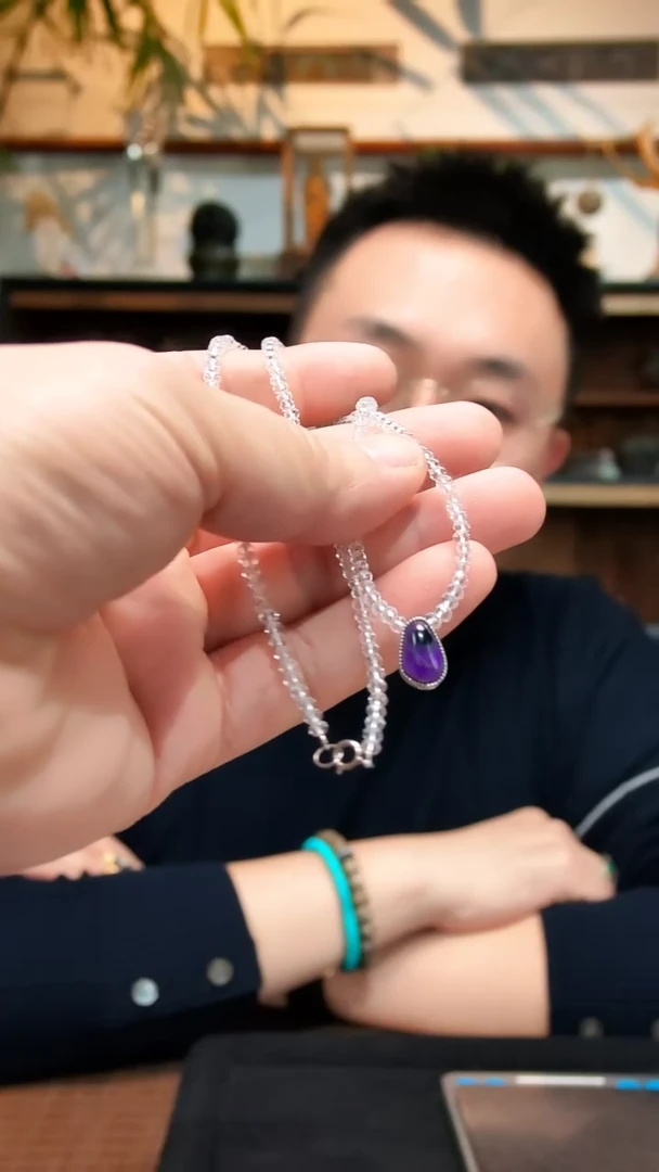 苏纪石（舒俱来）银S925镶嵌颈链S925银舒俱来颈链TH