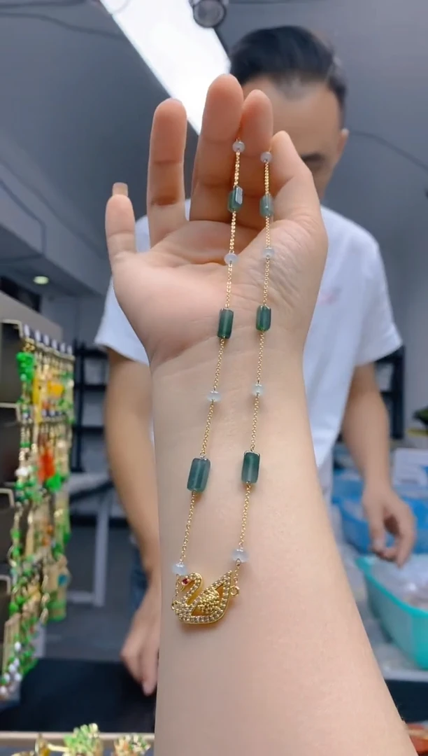 【闪购商品】翡翠耳饰合金452翡翠锁骨链