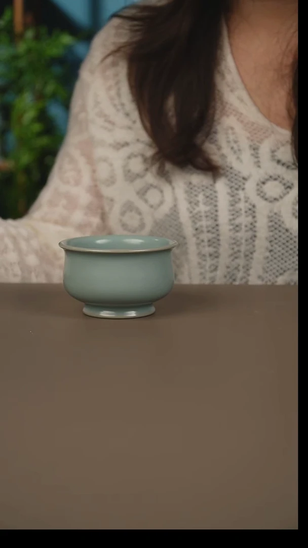 杯仿古天青佛肚杯微暇