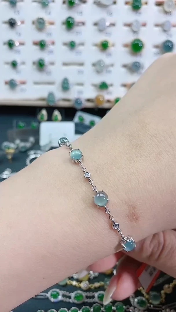 银S925镶嵌手链翡翠天然翡翠