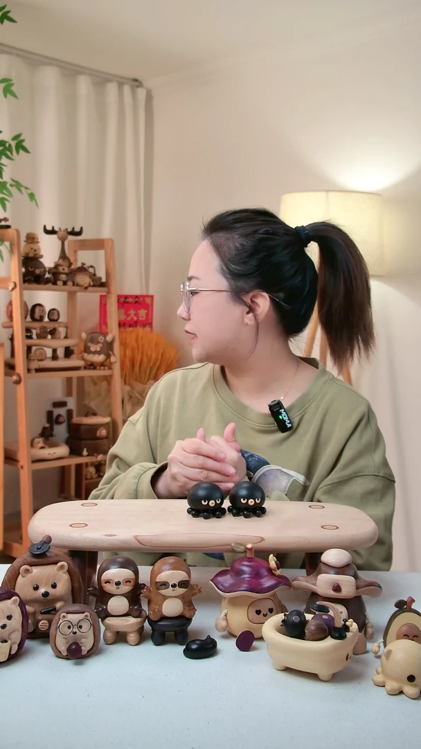 木紫光檀木陀螺章鱼 大裂 大裂 瑕疵