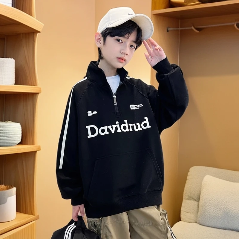 中大童秋款长袖上衣卫衣儿童男童男孩洋气男童衣服6-12岁潮款直播