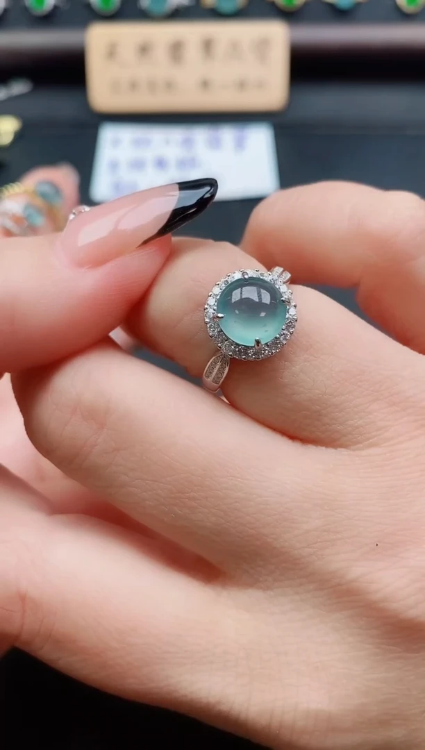 银S925镶嵌戒指翡翠1