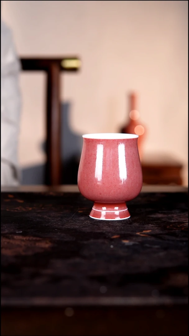 杯子白泥豇豆红陶瓷