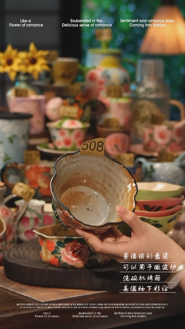 陶瓷508景德镇高温釉下彩手工手绘款式