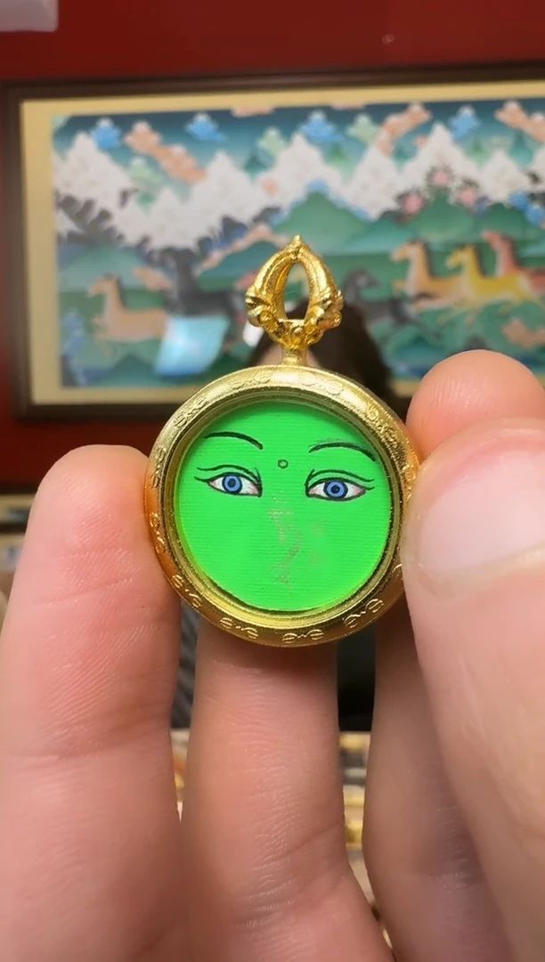 吊坠绿妈妈-热贡纯手绘周毛