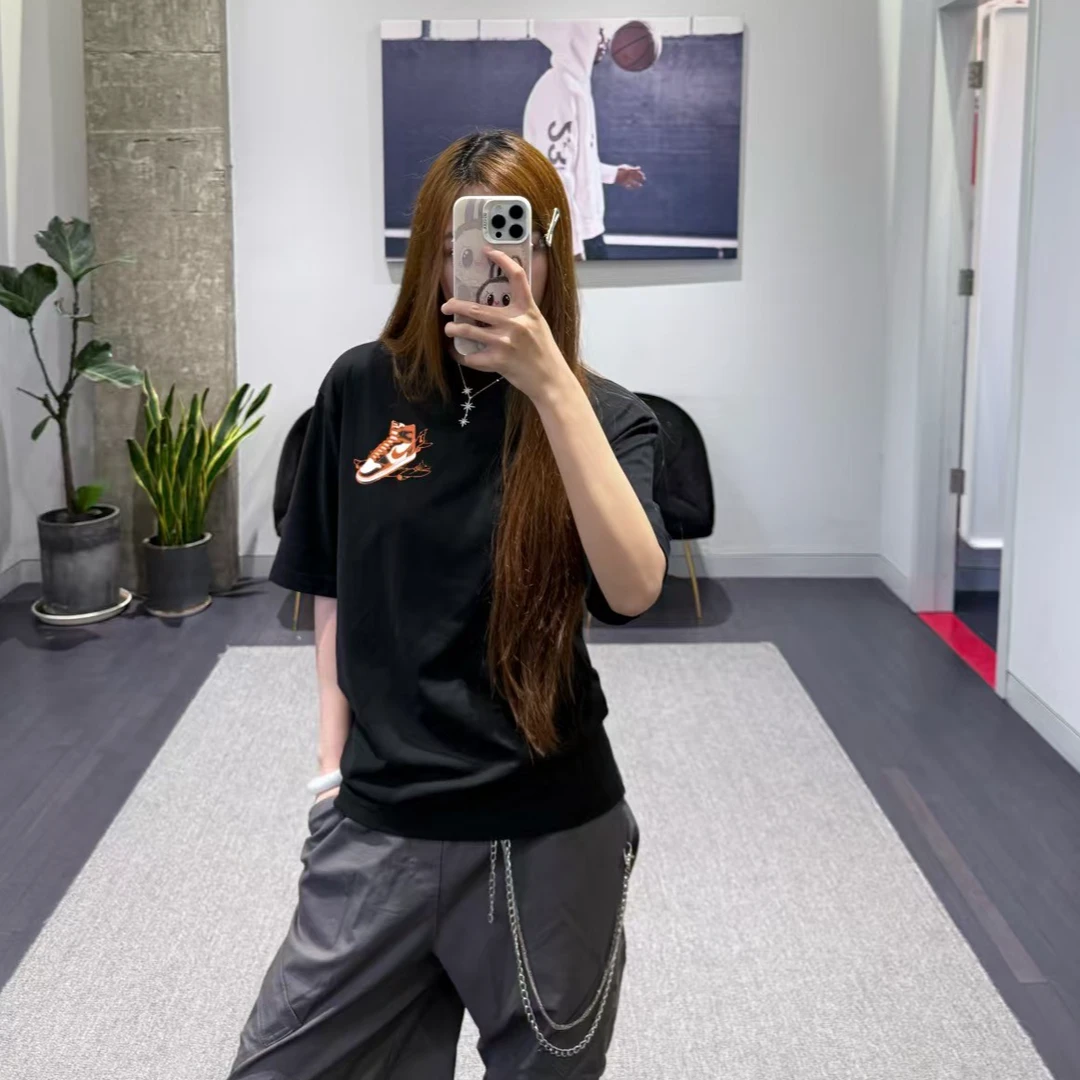 Nike/耐克官方正品 AJ男女同款休闲黑色运动短袖HQ8973-010流光风