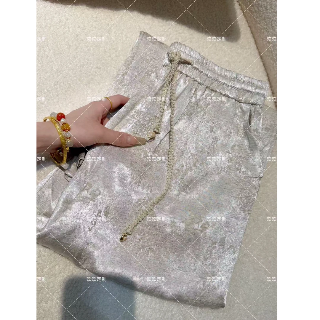 新中式国风轻奢简约休闲百搭宽松裤子