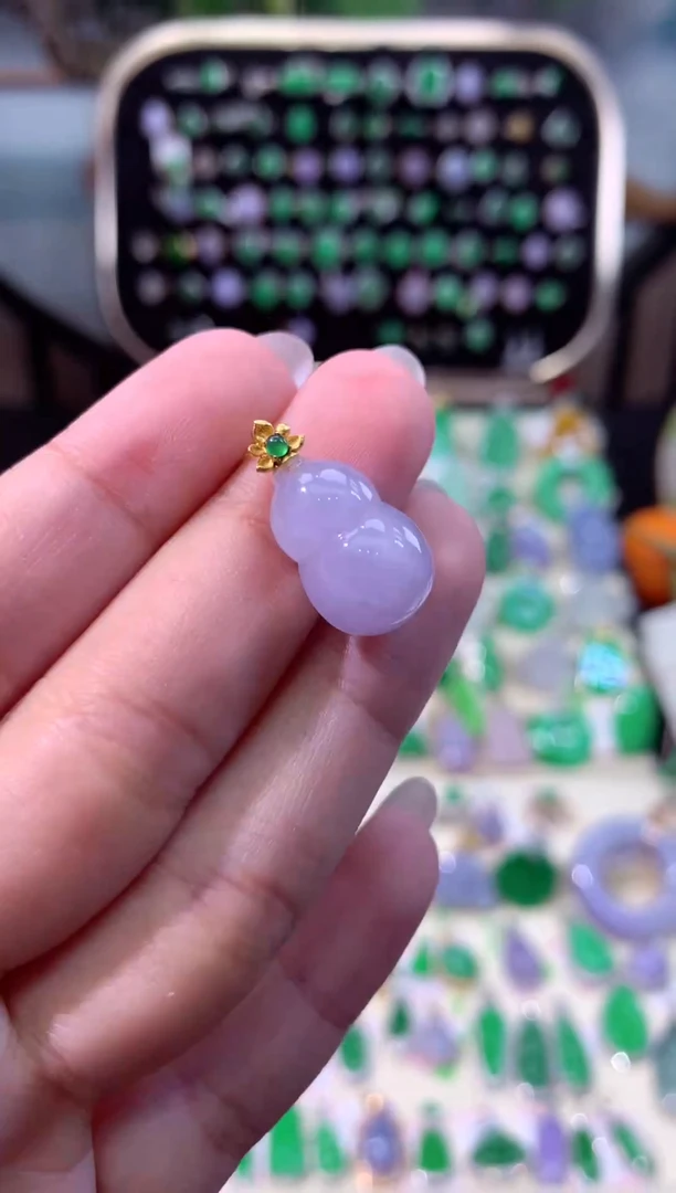 【闪购商品】翡翠颈饰18K金镶嵌缅甸天然A货翡翠