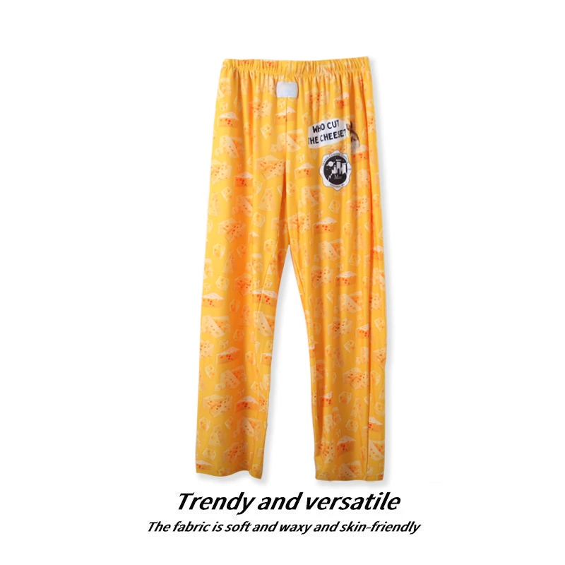 春款情侣款印染家居裤松紧腰亲适含系绳长裤00919舒适亲肤透气