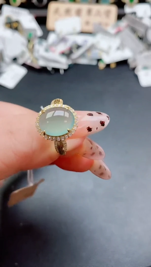 银S925镶嵌戒指翡翠1