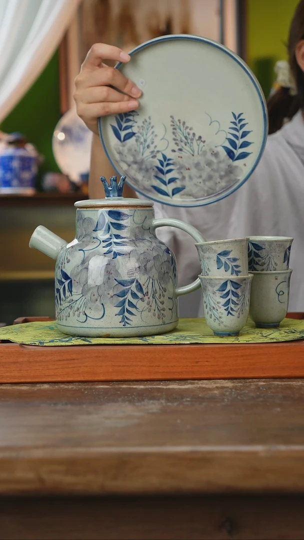 摆件景德镇釉下手绘陶瓷茶具，咖啡杯