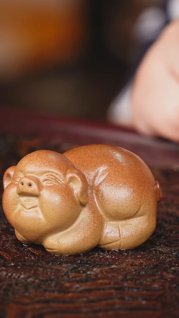 茶壶紫砂柴烧 小猪