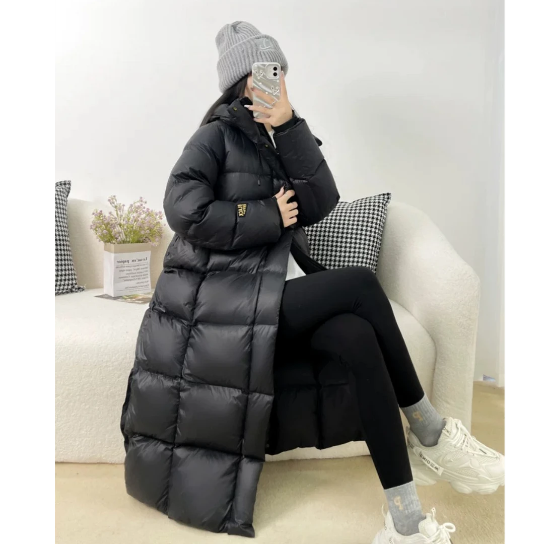 【包子服饰专属】黑金长款男女同款过膝羽绒服