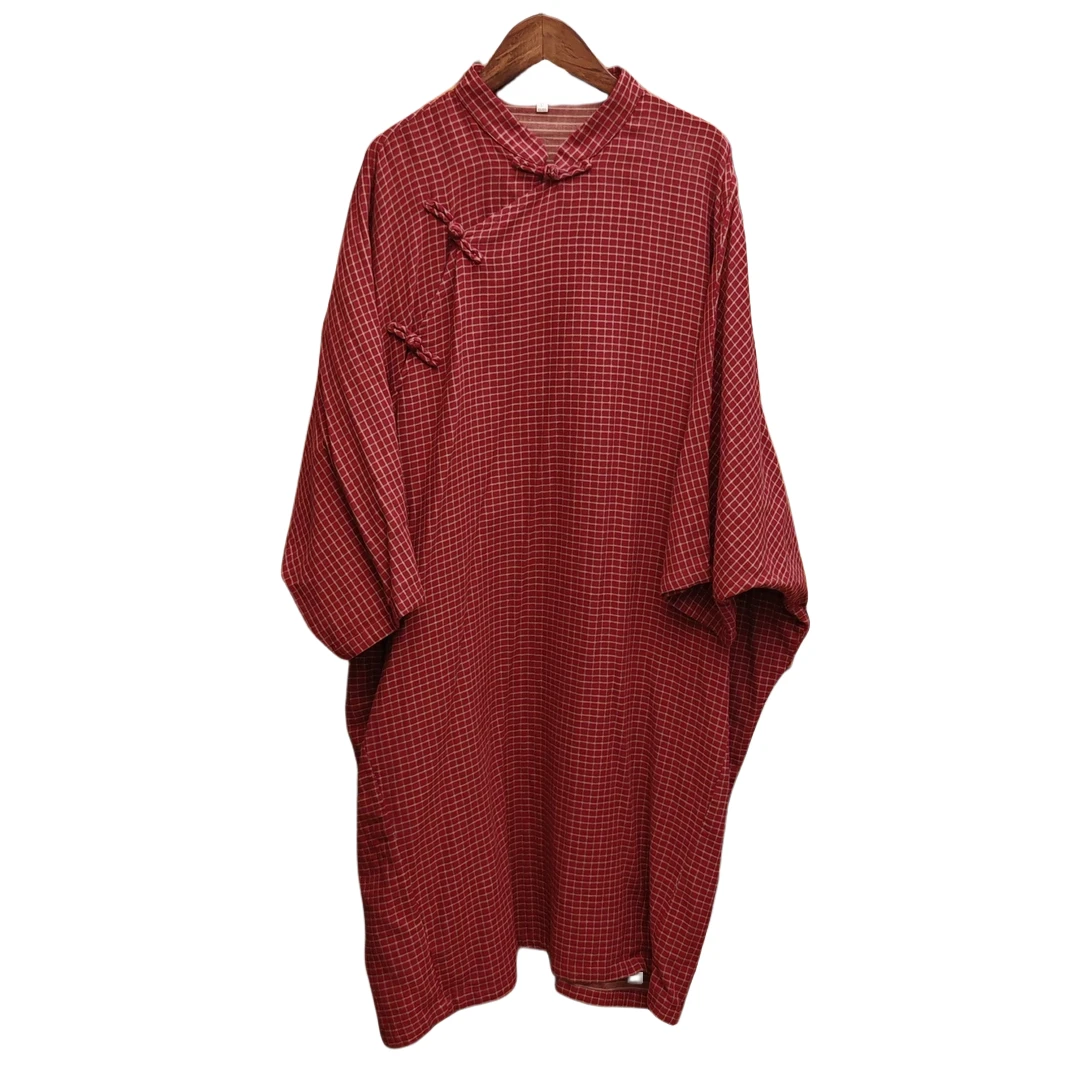 圆圆大码-连衣裙新中式大袍字文艺范可穿280斤红