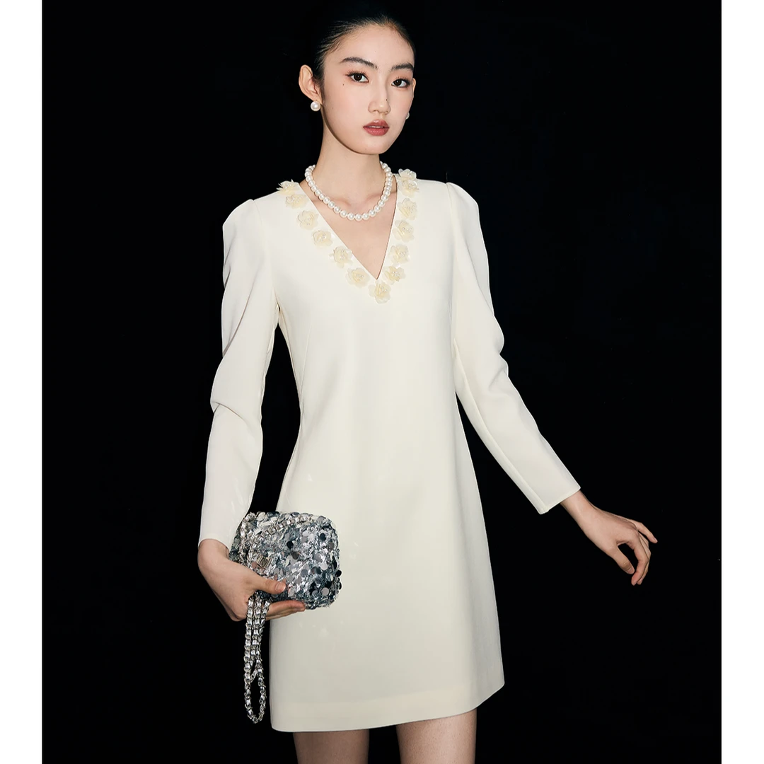 【CC王专属】MandyZhang轻连衣裙女钉珠长裙子MQZ5747