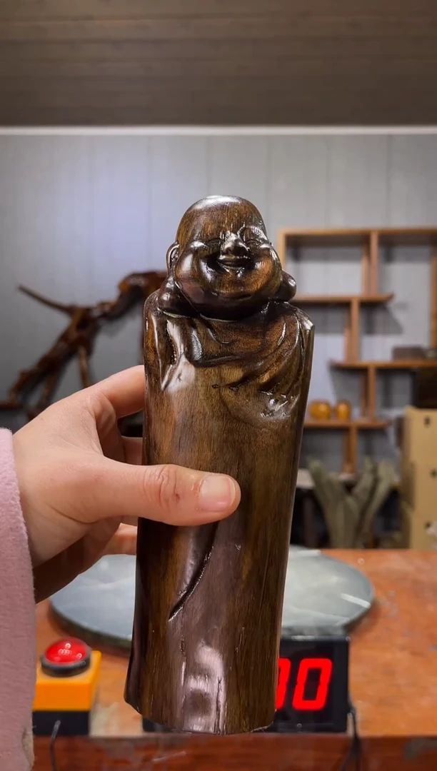 金丝楠糊*人阴沉木笑佛摆件