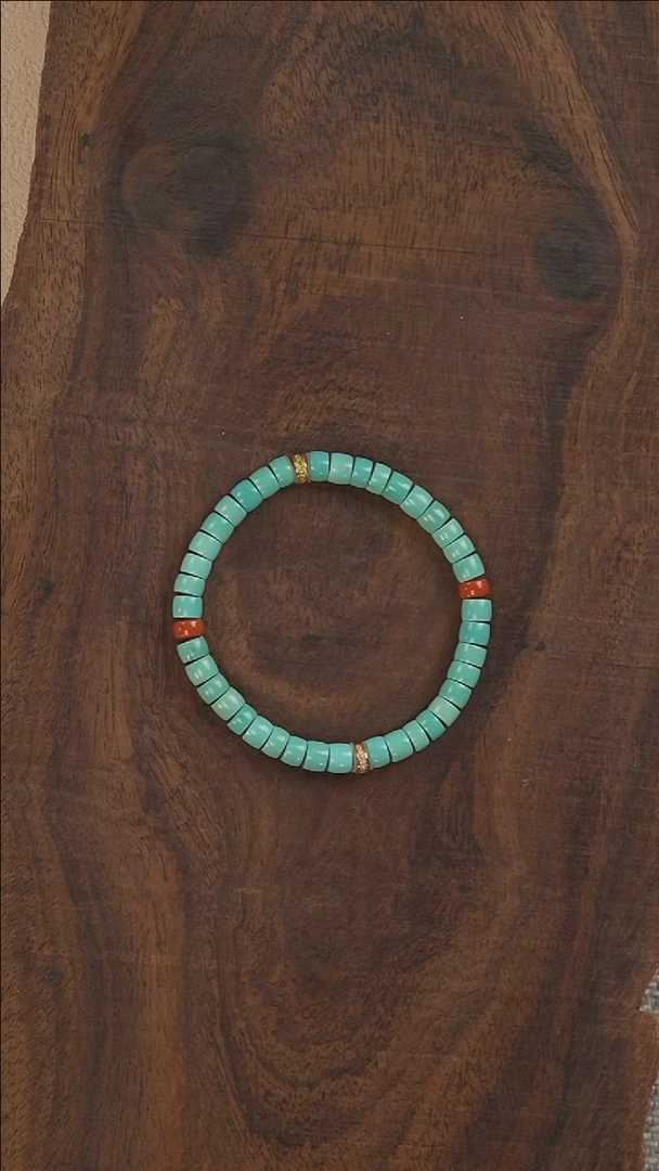 绿松石18K金镶嵌手串s3777  定制