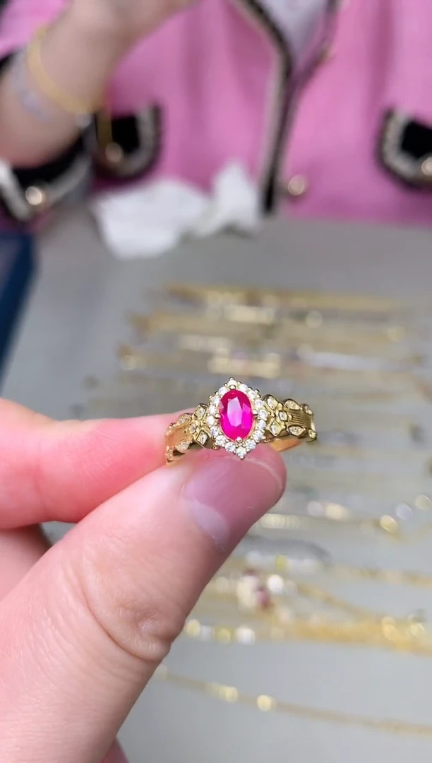 银S925镶嵌戒指红宝石戒指