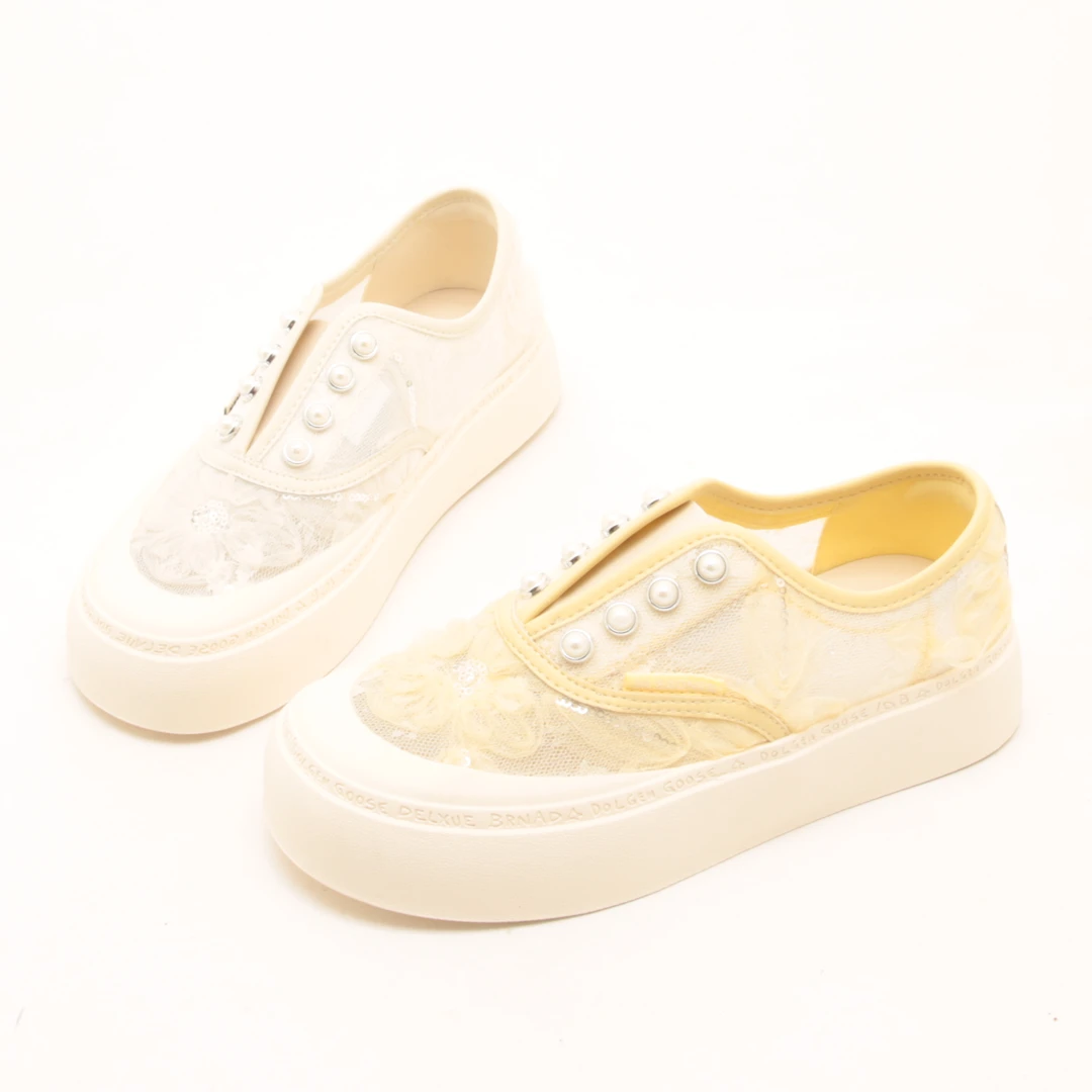 6530春夏新款圆头轻便厚底透气网面渔夫鞋女松紧一脚蹬小白板鞋