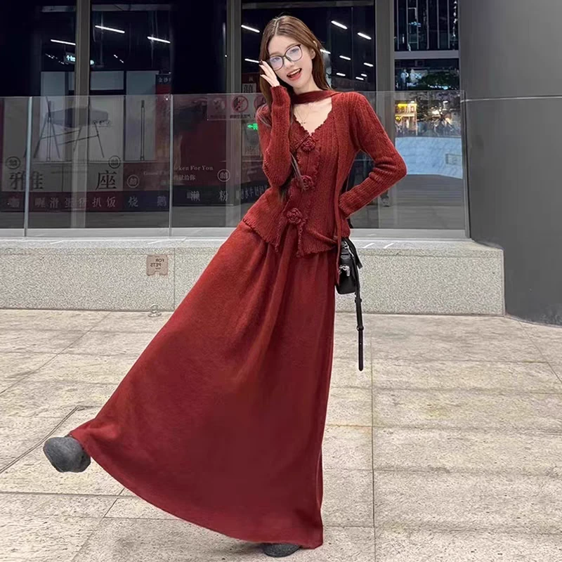千金纯欲风法式时尚套装复古长裙礼服中长款秋冬 JFTL5013