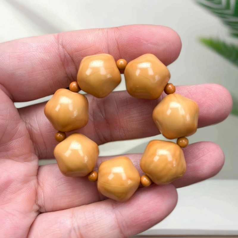星星猴头雕刻加橄榄核隔珠单圈小手捻
