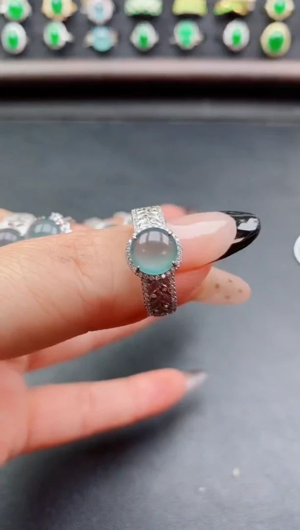 银S925镶嵌戒指翡翠1