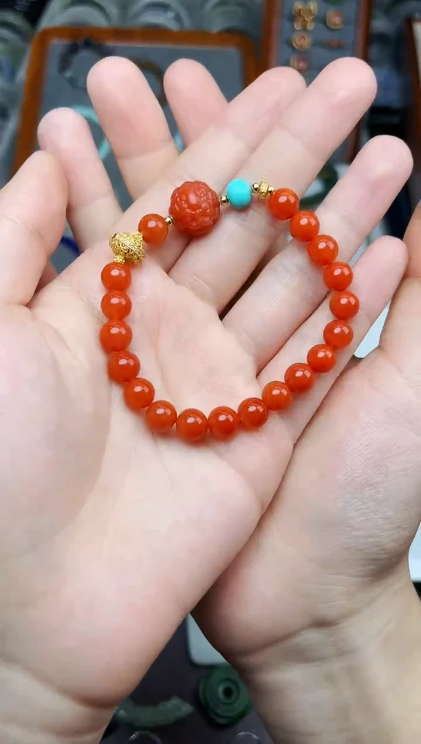 未镶嵌手串南红玛瑙圆珠手串06