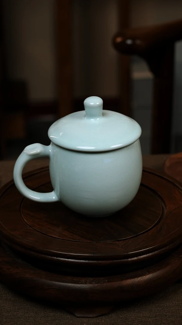 瓷片073汝瓷办公杯220ml微瑕