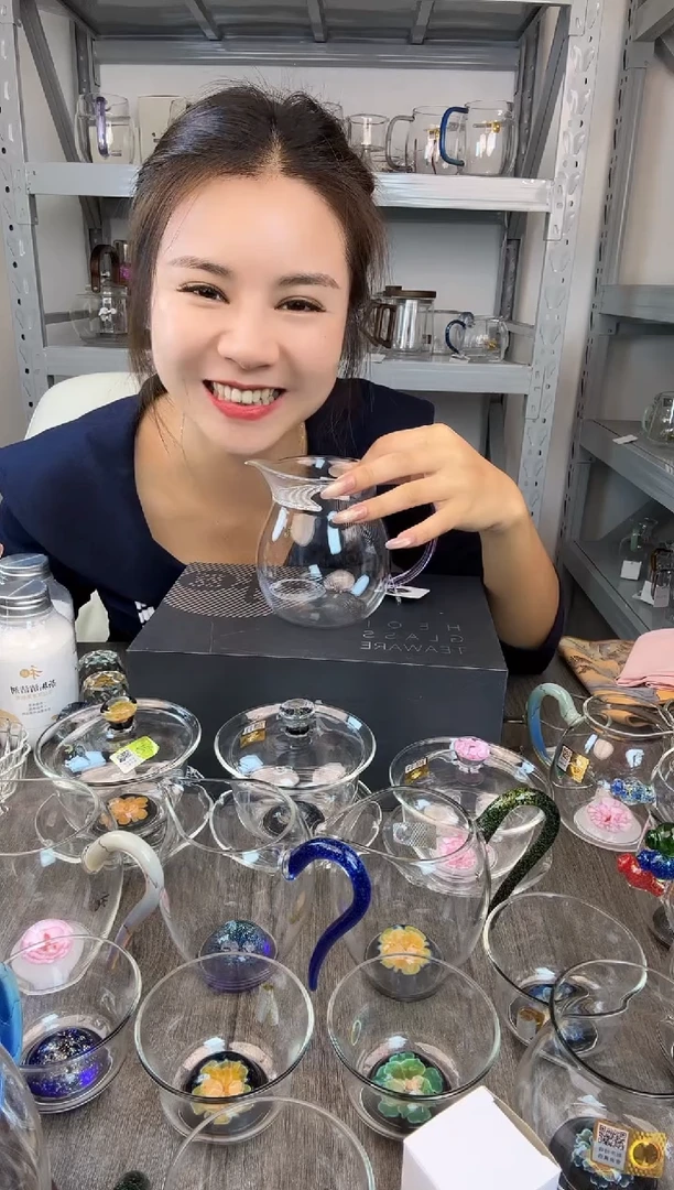 水晶玻璃无盖款禾器 观禄煮茶器 浅紫色