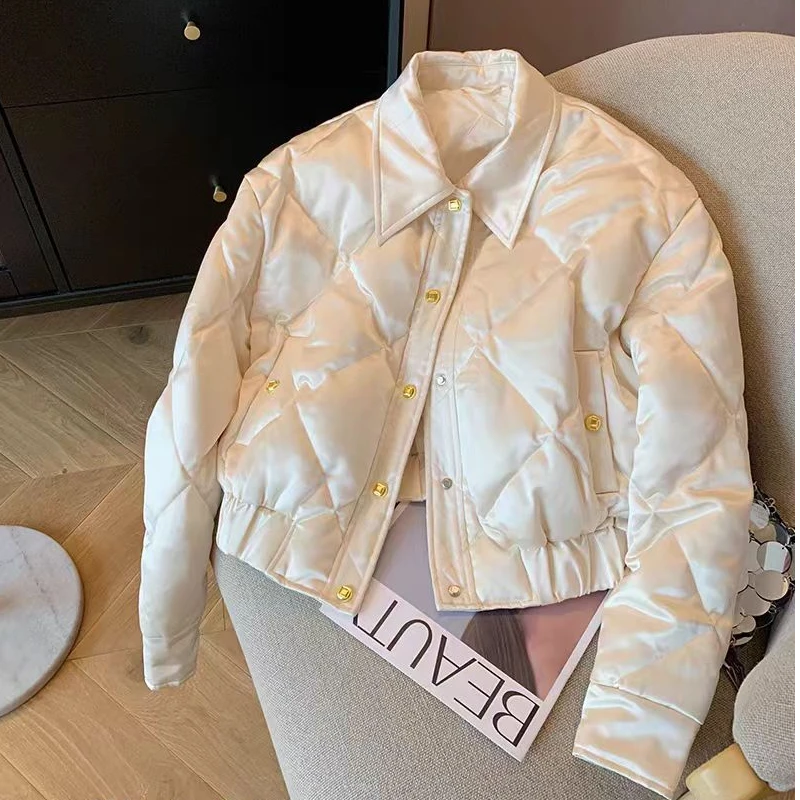 小香风短款菱格棉服女冬季2024新款气质保暖加厚棉衣外套