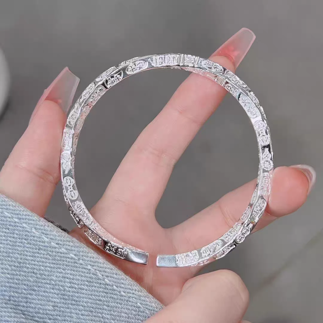 扭纹吉言开口实心手工平安喜乐手镯-A147