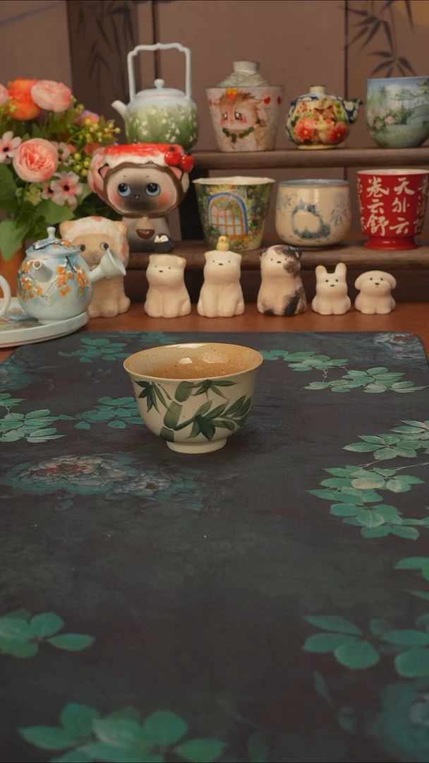 【落单】陶泥  竹叶主人杯