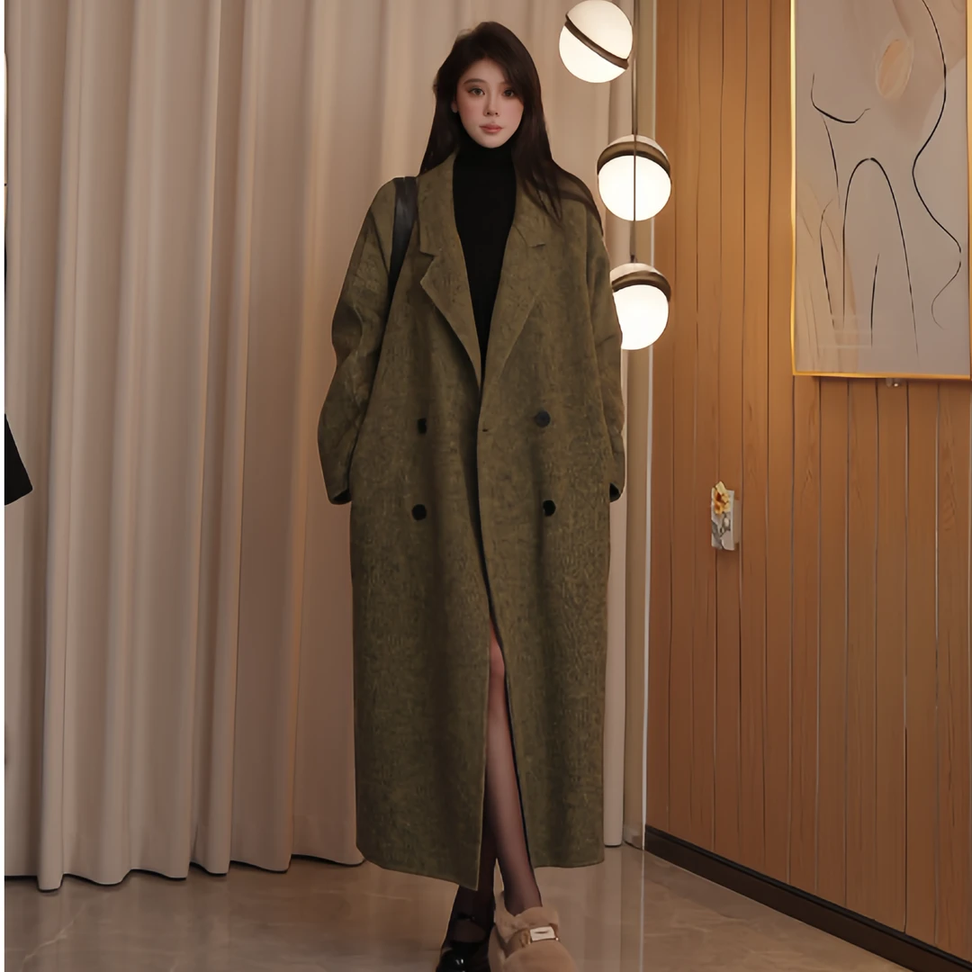 【蓓蓓专属】双面羊毛大衣2024冬季加厚长款大衣韩版百搭外套女装