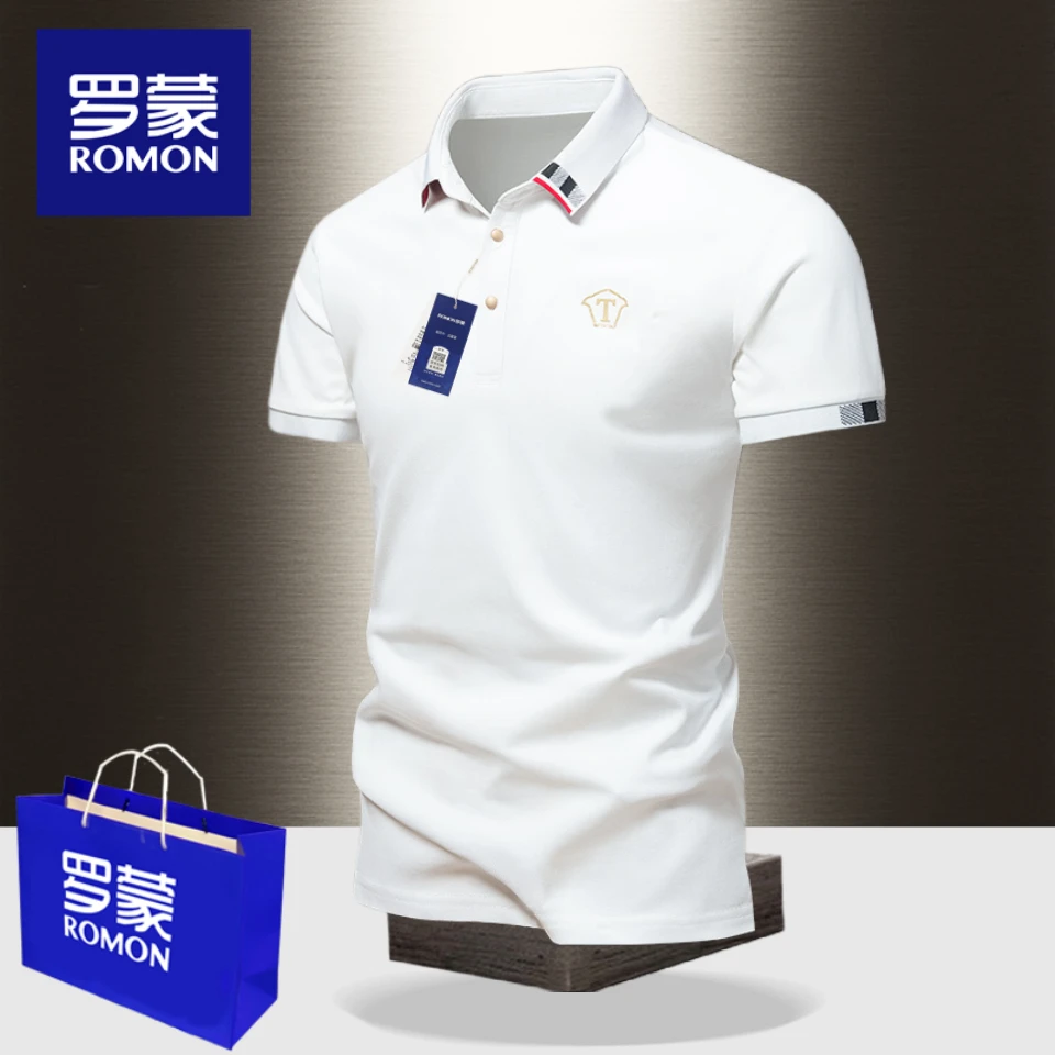 罗蒙美式短袖透气T恤2025男款春夏季潮牌高端翻领Polo衫翻领商务