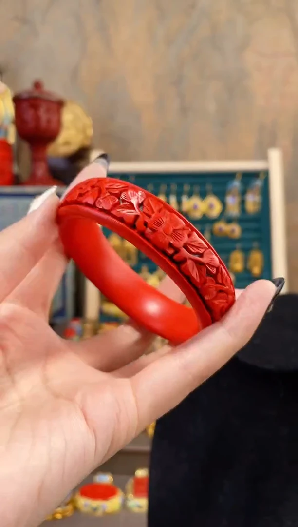 【闪购商品】非遗雕漆镯子花卉57-61