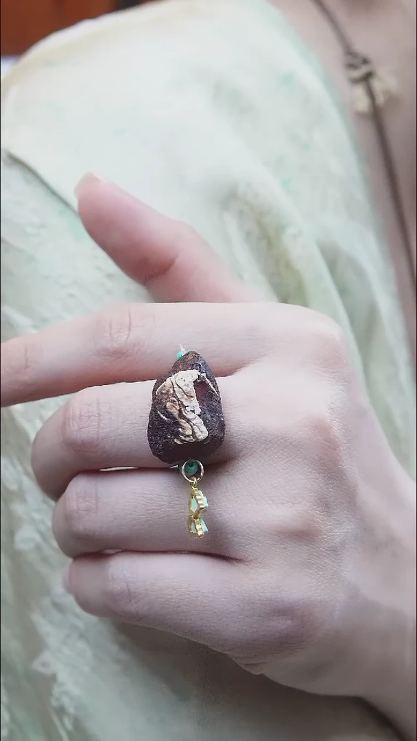 裸石蜜蜡未镶嵌*戒指设计款*蜜蜡原石戒指*