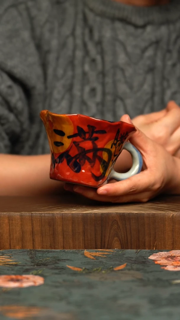 杯釉下彩手工手绘同款陶器