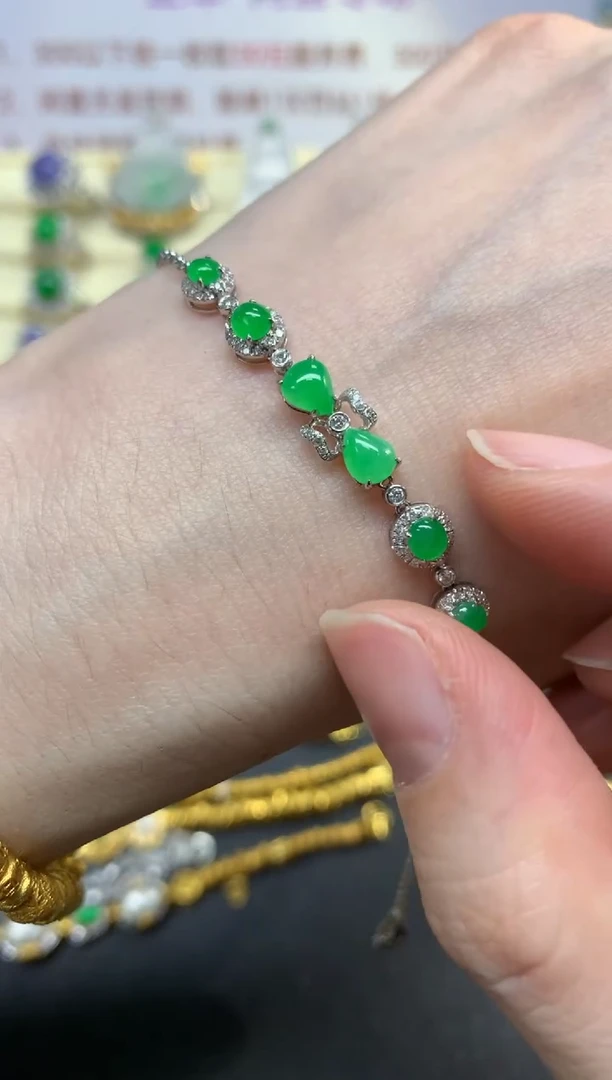 18K金镶嵌手链翡翠手链|5100+510