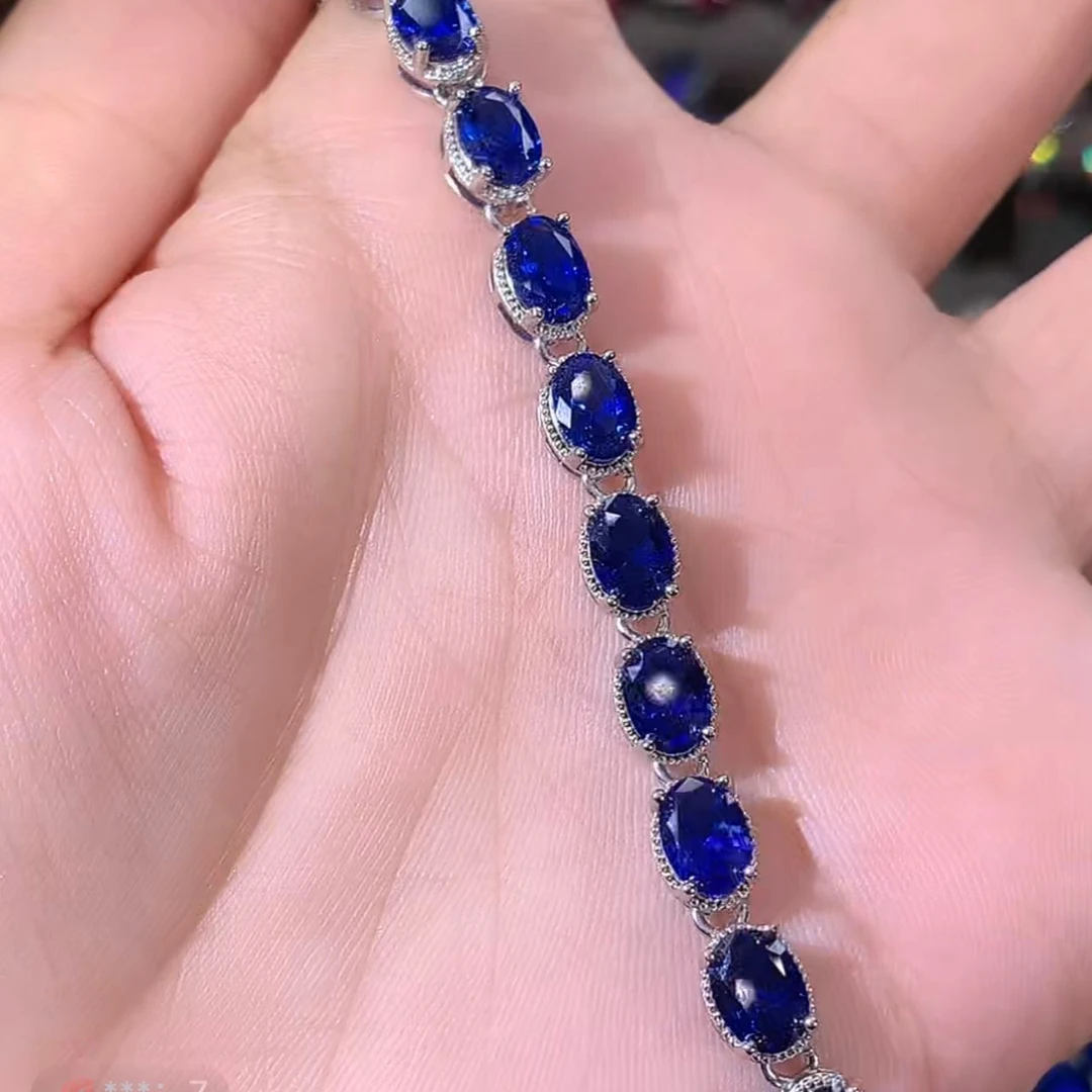 925银手链  S925银手链 大克拉重工 精切皇家蓝色手链白色